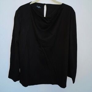 Lourdes Chavez 100% Pure Wool Draped Cowl Neck Top Blouse Womens M Brown
